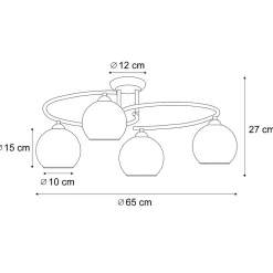 Plafonnier moderne laiton avec verre ambré 4 lumières - Alanis