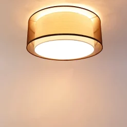 Plafonnier moderne marron avec blanc 50 cm 3 lumières - Drum Duo