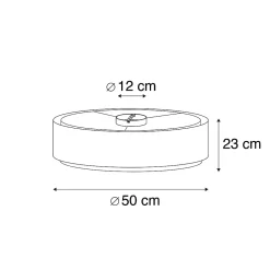 Plafonnier moderne marron avec blanc 50 cm 3 lumières - Drum Duo