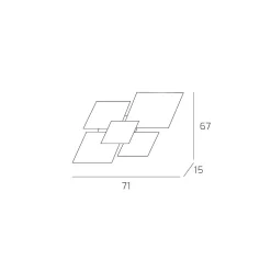 Plafonnier moderne 1088/70-NE Verre Blanc et Noir 4xE27