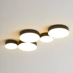 Plafonnier moderne noir 5 spots lumineux LED - Skavi