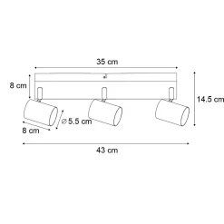 Plafonnier moderne noir 3 lumières réglable rectangulaire - Jeana