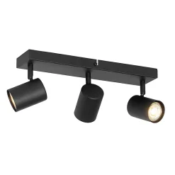 Plafonnier moderne noir 3 lumières réglable rectangulaire - Jeana