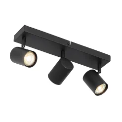 Plafonnier moderne noir 3 lumières réglable rectangulaire - Jeana
