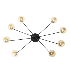 Plafonnier moderne noir avec or 8 lumières - Athènes Wire