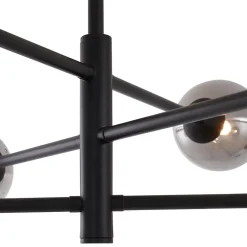 Plafonnier moderne noir avec verre fumé 6 lumières - Ryan