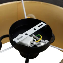 Plafonnier moderne noir avec or 50 cm 3 lumières - Drum Duo