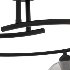 Plafonnier moderne noir avec verre fumé 4 lumières - Alanis