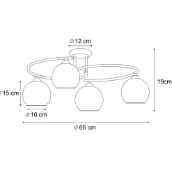 Plafonnier moderne noir avec verre fumé 4 lumières - Alanis