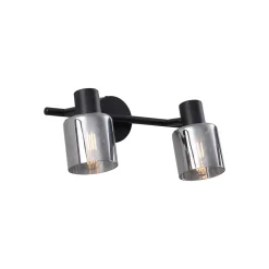 Plafonnier moderne noir avec verre fumé rond 2 lumières - Cilin