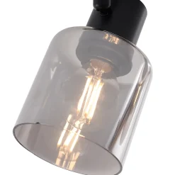 Plafonnier moderne noir avec verre fumé rond 2 lumières - Cilin