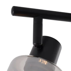 Plafonnier moderne noir avec verre fumé rond 2 lumières - Cilin