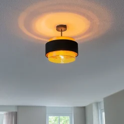 Plafonnier moderne noir avec or - Elif