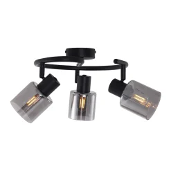 Plafonnier moderne noir avec verre fumé spiralé 3 lumières - Cilin