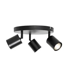 Plafonnier moderne noir réglable rond 3 lumières - Java