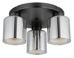 Plafonnier métal noir chromé/gunmetal, 3x E27 FELICIA