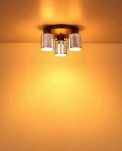 Plafonnier métal noir chromé/gunmetal, 3x E27 FELICIA