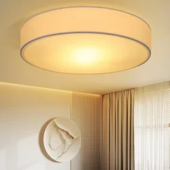 Plafonnier NETTLIFE abat-jour en tissu rond 38CM E27 lampe de plafond de chambre moderne