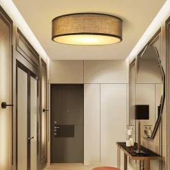 Plafonnier NETTLIFE rond en tissu 38 cm, E27, lampe de plafond moderne pour chambre à coucher