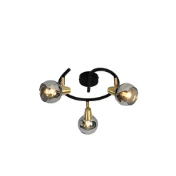 Plafonnier noir 44,5 cm avec verre fumé 3 lumières - Vidro