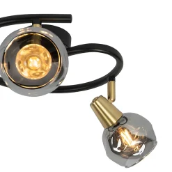 Plafonnier noir 44,5 cm avec verre fumé 3 lumières - Vidro