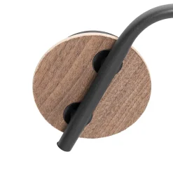 Plafonnier noir 44,5 cm avec verre fumé et bois 3 lumières - Vidro