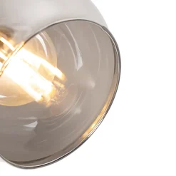 Plafonnier noir 44,5 cm avec verre fumé et bois 3 lumières - Vidro