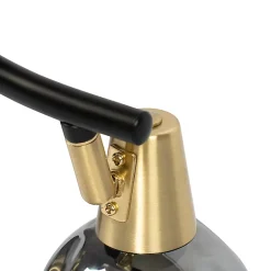 Plafonnier noir avec laiton et verre fumé 2 lumières - Vidro