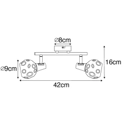 Plafonnier noir avec laiton et verre fumé 2 lumières - Vidro