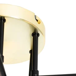 Plafonnier noir avec or et verre opale 6 lumières - Lynn