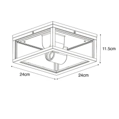 Plafonnier noir avec verre fumé 2 lumières IP44 - Charlois