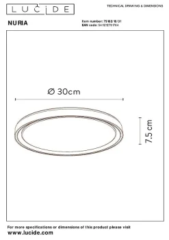 Plafonnier NURIA en acrylique avec LED intégré - Blanc - Lucide