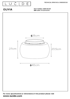 Plafonnier OLIVIA en verre avec 3xE27 - Fumé - Lucide