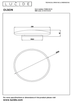Plafonnier OLSON en plastique avec LED intégré - Opalin - Lucide