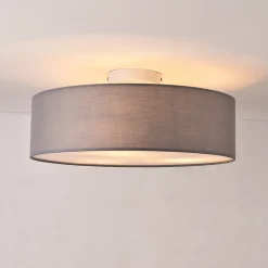 Plafonnier Omaha 3 x E27 Plasitque Textile Organza Diamètre De 45 Cm Gris Blanc lux.pro