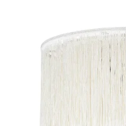 Plafonnier oriental doré avec abat-jour crème à franges - Franxa