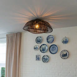 Plafonnier oriental en bambou noir 62 cm - Pua