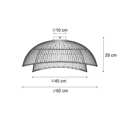 Plafonnier oriental en bambou noir 62 cm - Pua