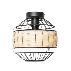 Plafonnier oriental noir avec rotin 25 cm - Emir