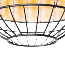 Plafonnier oriental noir avec rotin 25 cm - Emir