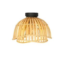 Plafonnier oriental noir avec bambou naturel 30 cm - Pua