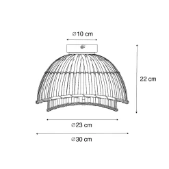 Plafonnier oriental noir avec bambou naturel 30 cm - Pua