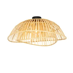 Plafonnier oriental noir avec bambou naturel 62 cm - Pua