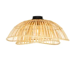 Plafonnier oriental noir avec bambou naturel 62 cm - Pua