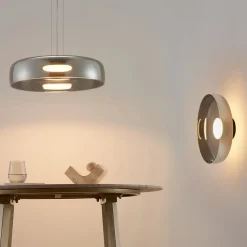 Plafonnier ou applique dôme en verre fumé et métal noir - Riccardo