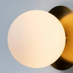 Plafonnier ou applique dorée en verre blanc - Fonzo