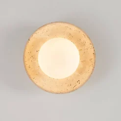 Plafonnier ou applique murale ronde pierre naturelle et verre - Jio