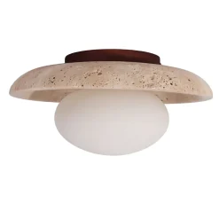 Plafonnier ou applique murale ronde pierre naturelle et verre - Jio