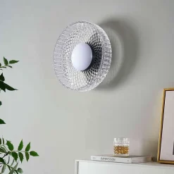 Plafonnier ou applique verre transparent et cannelé - Damian