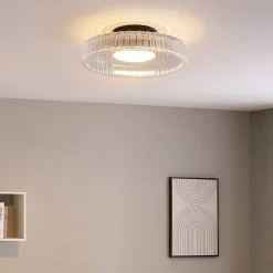 Plafonnier ou applique verre transparent et cannelé - Damian